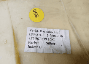 Osłona tapicerka podsufitki Audi A6 C6 Sedan 4F5867839 4