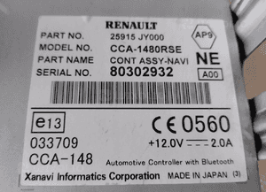 Czytnik nawigacji zmieniarka bluetooth renault koleos i 25915-JY000 3