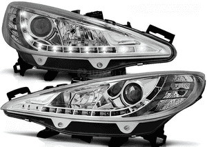 Lampy reflektory do peugeot 207 od 2006 do 2012 daylight chrome 1