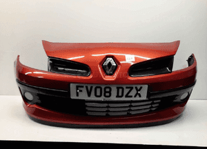^ ZDERZAK PRZÓD PRZEDNI RENAULT CLIO 3 III TEB76 BORDO BORDOWY HALOGENY 1