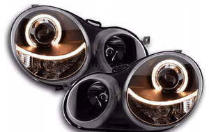 LAMPY Reflektory Do Twojego VW POLO 9N 2001-2005 RINGI BLACK DEPO Soczewki 3