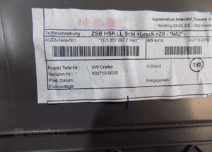 VW Crafter 2 II 2017- SCHOWEK PASAŻERA 7C1857097F 7