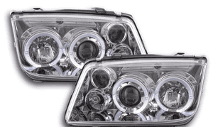 Lampy reflektory do  vw bora od 1998 do 2005 ringi chrome led 1