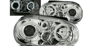 VW GOLF 4 IV LAMPY SOCZEWKOWE ANGEL EYES CHROM 2