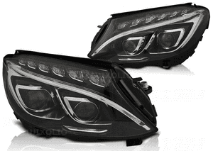 LAMPY do MERCEDES W205 C-KLASA 2014 do 2018 DRL LED BLACK 2