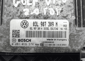 Komputer silnika volkswagen golf vi 2.0 tdi 03L907309N 0281016374 2008-2012 4