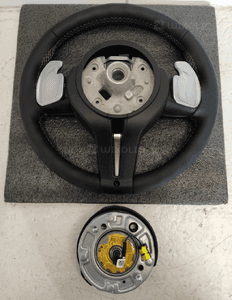 Bmw F10 F11 F20 F30 kierownica multifunkcyjna airbag skóra łopatki niebiesko czerwona nić nowa 11