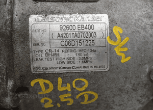 Nissan navara 2.5 dci sprężarka klimy 92600-EB400 4