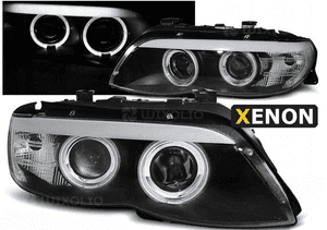 Lampy reflektory do bmw X5 E53 od 2003 do 2006 black ringi xenon 1