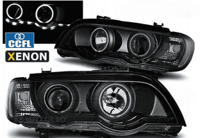 Lampy relektory do bmw X5 E53 od 1999 do 2003 xenon D2S ringi ccfl black 1