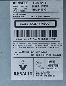 Renault Koleos I radio CD  28184-JY00B 3