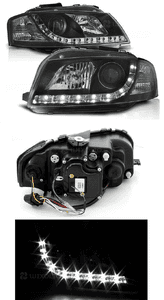 Lampy Reflektory AUDI A3 8P 03-08 DAYLIGHT BLACK 2
