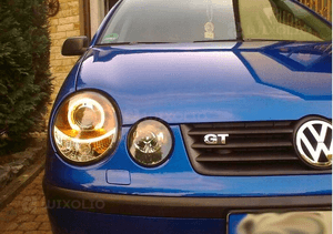 LAMPY Reflektory Do Twojego VW POLO 9N 2001-2005 RINGI BLACK DEPO Soczewki 7
