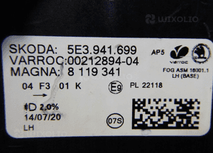 Skoda octavia iv lampa dzienna halogen led lewy oryginał 14