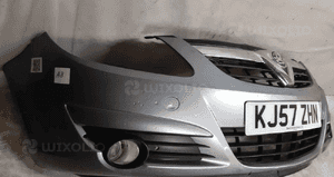 ZDERZAK PRZÓD PRZEDNI DO OPEL CORSA D HALOGENY Z163 SZARY uszkodzony przy lampie 4