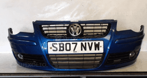 Zderzk przód przedni vw volkswagen polo 9N3 lift fl LA5M niebieski błekitny halogeny 1