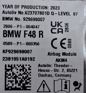 Bmw X1 F48 poduszka powietrzna airbag kolana przednia prawa 9296980 4