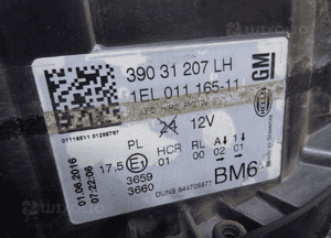 Insignia lift zwykła lampa lewa 1EL011165-11 eu 8