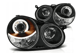 LAMPY Reflektory Do Twojego VW POLO 9N 2001-2005 RINGI BLACK DEPO Soczewki 1