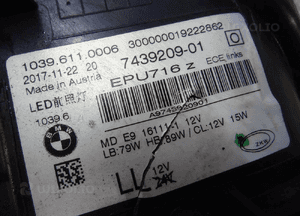 Lampa lewa przód przednia bmw 5 G30 G31 adaptive led 7439209-01 llu 11