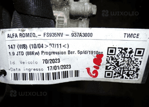 Silnik motor engine 1.9 jtd alfa romeo 147 156 fiat stilo 937a3000 6