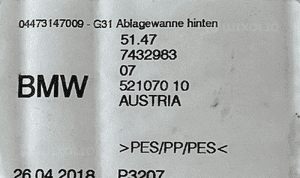Schowek podlogi bagaznika bmw G31 7432983 org fv 7