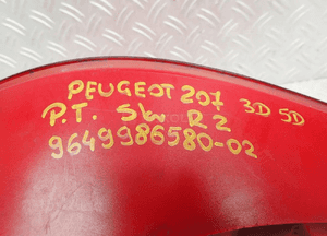 Lampa prawy tył peugeot 207 3D 9649986580 5