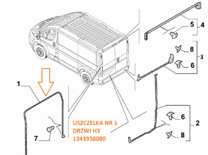 Uszczelka drzwi tylne tył H3 ducato jumper boxer movano 06-23 1343938080 2