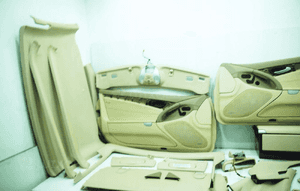 Tapicerka lewa prawa podsufitka schowek kolor beige 205A mercedes sl R230 2
