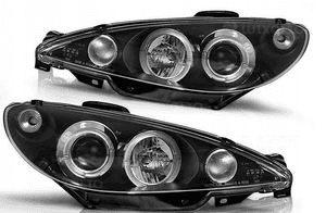 Lampy reflektory do peugeot 206 od 1998 do 2002 soczewki żarówki H1 gratis 2