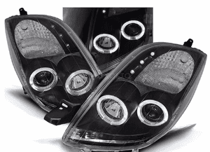 LAMPY REFLEKTORY TOYOTA YARIS 2006-2009 RINGI BLACK Soczewki NOWE Komplet 1