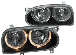 Lampy Reflektory GOLF III 3 RINGI DEPO CZARNE Soczewki NOWE 2