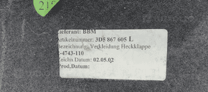 Tapicerka osłona klapy bagażnika VW Phaeton 3D5867605L 4