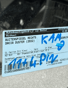 Lusterko prawe duster ii lift 11+4PIN eu kamera fv 10