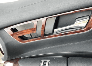 mercedes cl 216 boczek tapicerka drzwi dekor panel czarna skora Harman ambiente led 10