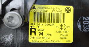 VOLKSWAGEN VW TRANSPORTER T5 LAMPA PRAWY PRZÓD 2003-2010 7H1941016J 7