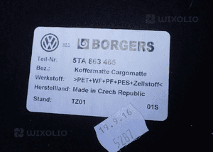 Dywan wykładzina vw touran 5TA 2015- 5TA863465 2