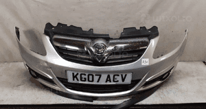 $ ZDERZAK PRZÓD PRZEDNI OPEL CORSA D KOD KOLOR HALOGENY Z157 SREBRNY  USZKODZONY !!! 5