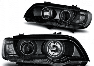 Lampy relektory do bmw X5 E53 od 1999 do 2003 xenon D2S ringi ccfl black 2