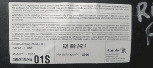 Poduszka fotela prawa pasażera Skoda Roomster 6Q0880242A 4