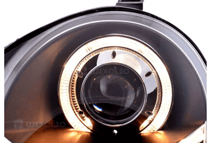 LAMPY Reflektory Do Twojego VW POLO 9N 2001-2005 RINGI BLACK DEPO Soczewki 5