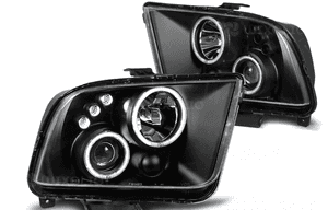 Lampy reflektory do ford mustang v od 2004 do 2009 roku black ringi led 2