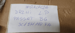Wiązka instalacja drzwi lewy przód Keyless Go VW Passat B6 3C1971120FA 9