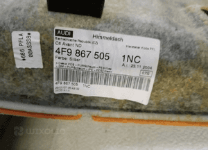 Tapicerka podsufitka Audi A6 C6 Kombi 4F9867505 6