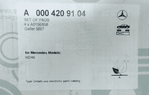 KLOCKI HAMULCOWE PRZÓD MERCEDES A W176 A0004209104 7