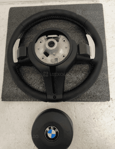 Bmw F10 F11 F20 F30 kierownica multifunkcyjna airbag skóra łopatki niebiesko czerowna nić  nowa 13