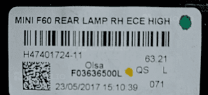 Mini COOPER LAMPA F60 LAMPA Prawa Tylna EUROPA F03636500L 8