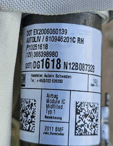 Opel Astra J 4 IV kombi airbag kurtyna prawa lewa 3