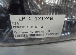 Lampa lewa przednia europejska KIA CERATO 3