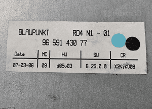 Peugeot 407  Citroen C5 radio radioodtwarzacz CD RD4 N1 9660647877 N2 9650575077 9646871777 5